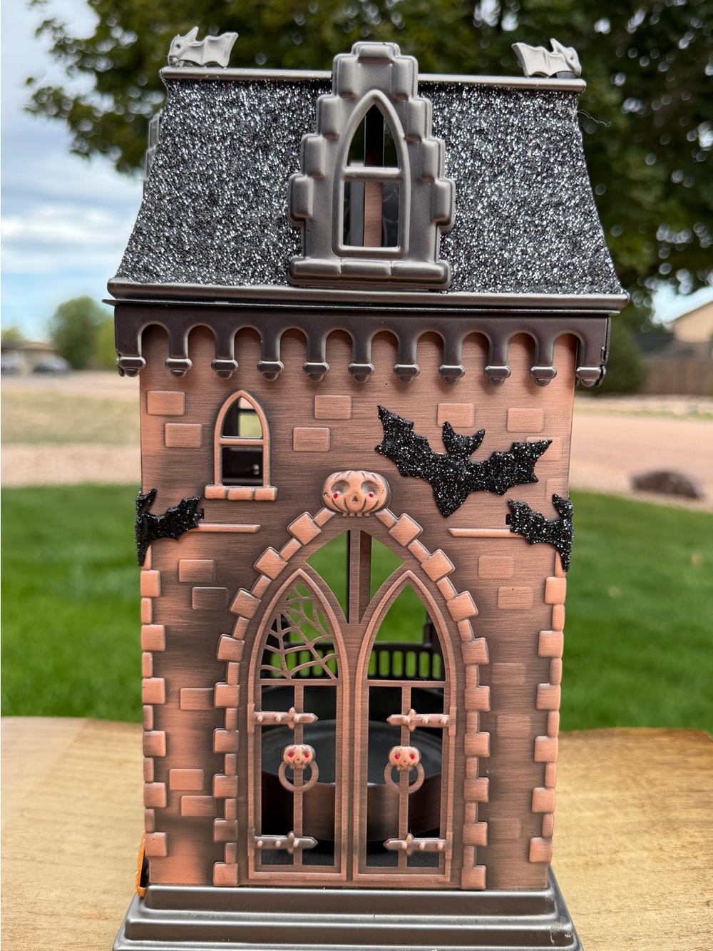 Bath & Body Works 2016 Halloween Haunted House Metal Luminary 3-Wick Candle Hold - Picture 5 of 10